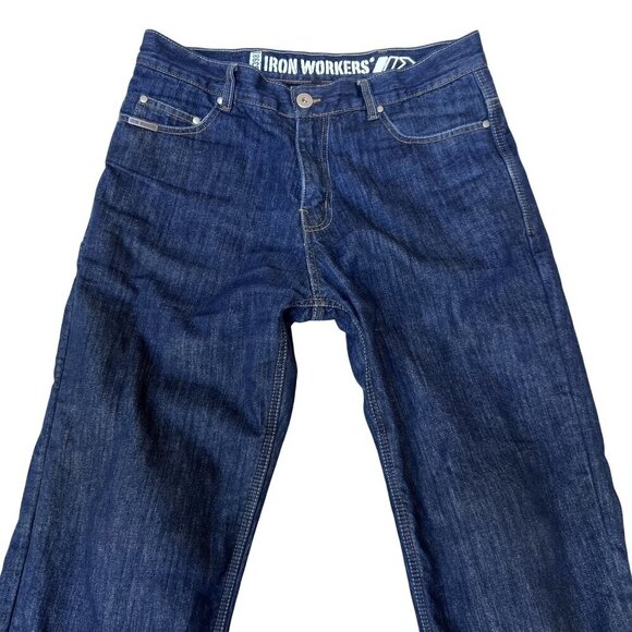 Iron Workers Mens USA 36 Blue Denim Work Jeans Reinforced Mesh Motorcycle Jeans - Picture 5 of 16